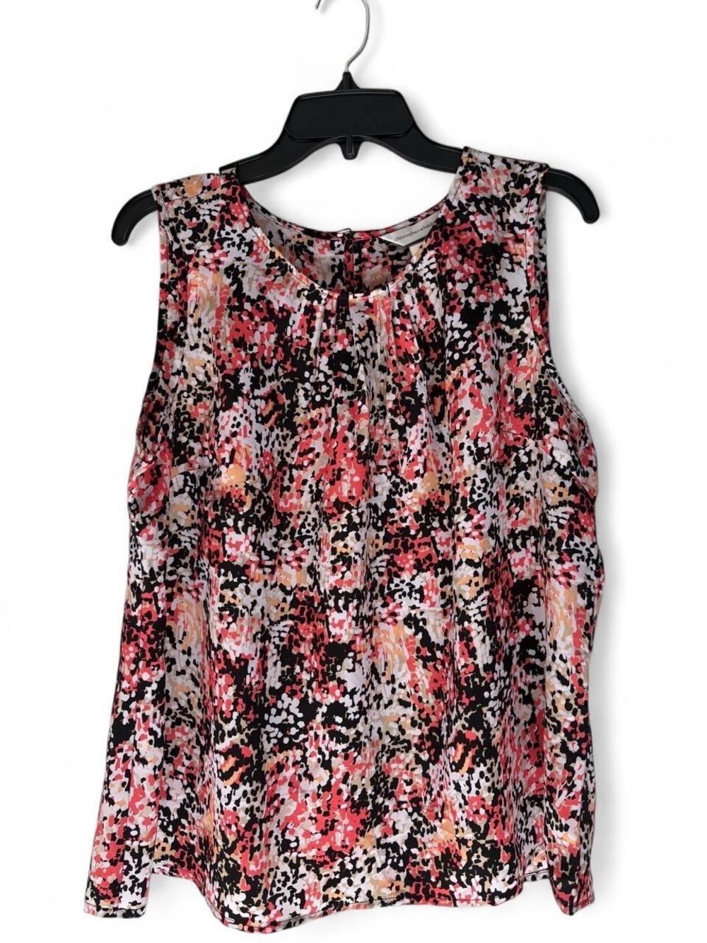 Christopher & Banks Pink Black Cream Printed Sleeveless Camisole